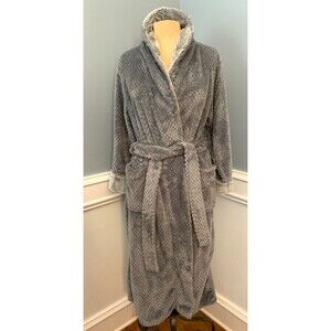 Carole Hochman Robe Womens M Plush Belted Textured Long Sleeve Wrap Shawl Lounge